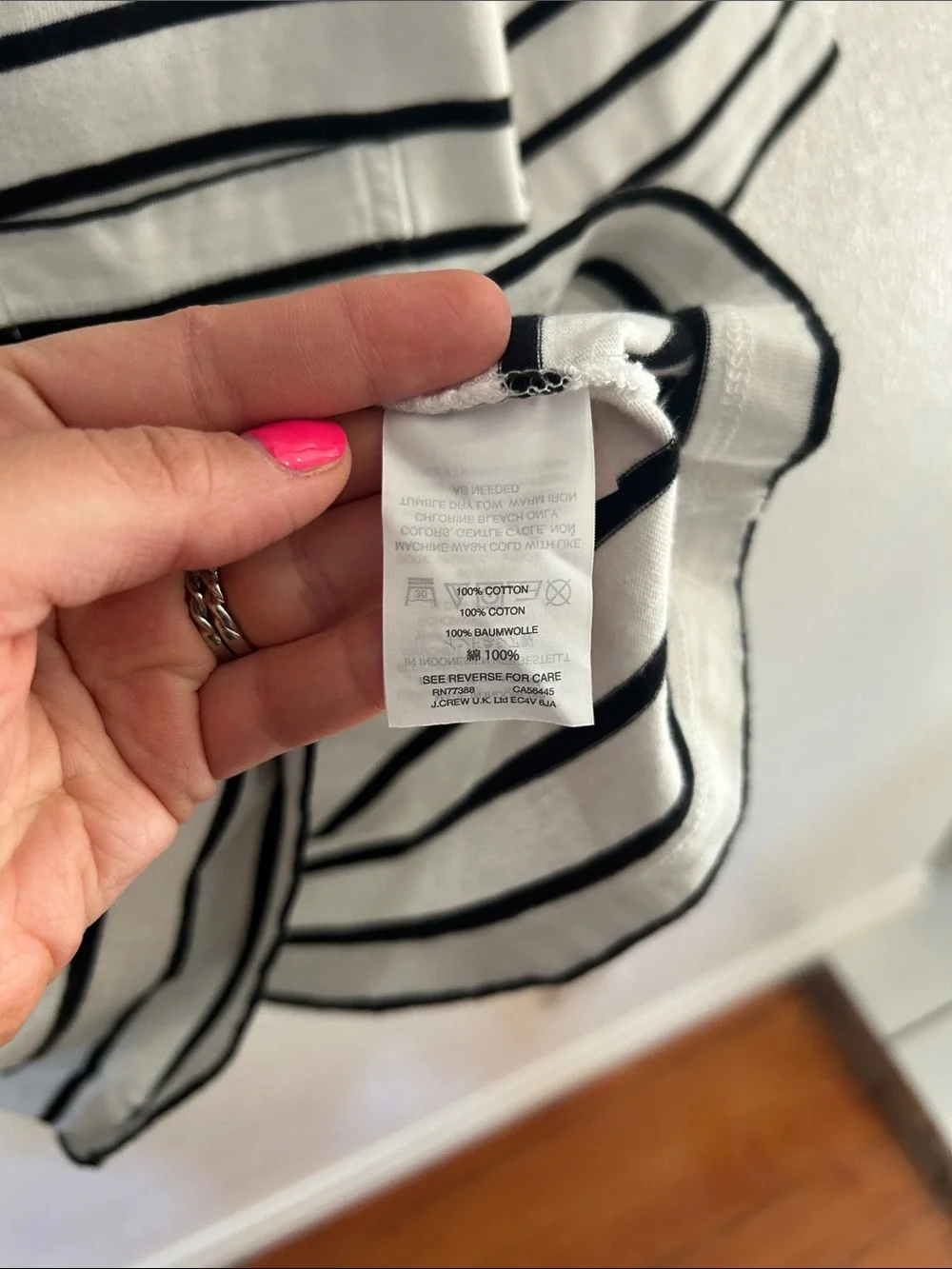 Madewell Cropped White Tee with Black Stripes - Picture 3 of 4
